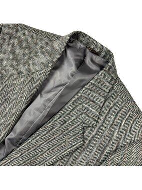 VTG Oakton II Men’s Tweed Leather Button Blazer Jacket  Blue • 44L